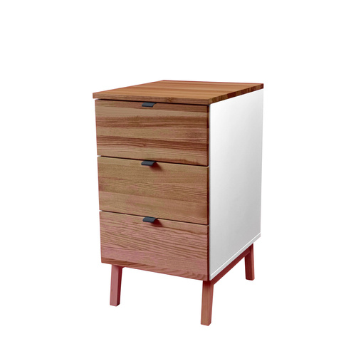 LUKA 3-Drawer Desk Cabinet W41xD50cm Oak Top White