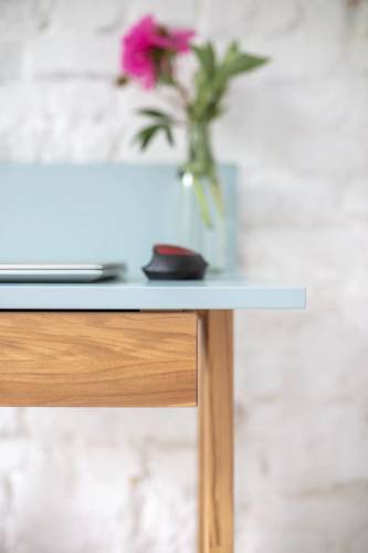LUKA Ashwood Writing Desk 65x50cm with Drawer / Petrol Blue 