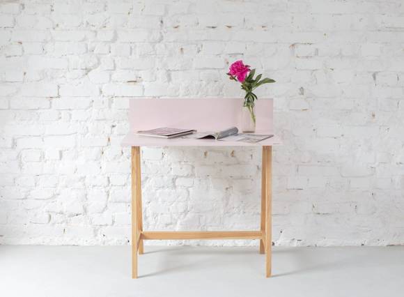 LUKA Ashwood Writing Desk 85x50cm / Dusky Pink
