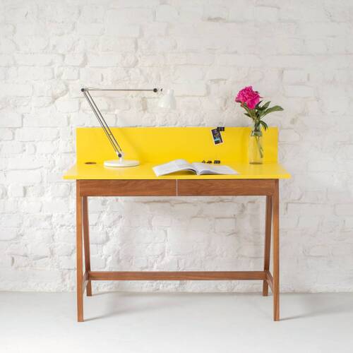 LUKA Writing Desk 110x50cm with Drawer Oak Broom Yellow