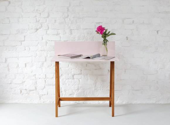 LUKA Writing Desk 85x50cm Oak / Dusky Pink