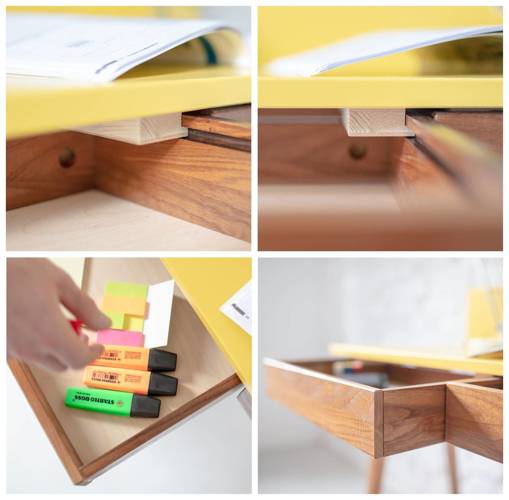 LUKA Writing Desk 85x50cm with Drawer Oak Brown Beige