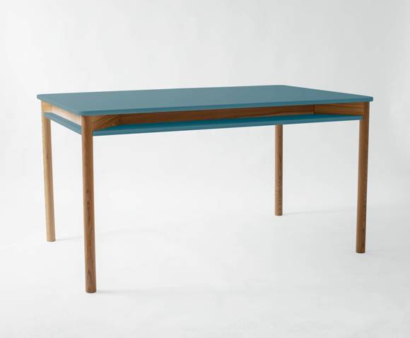 ZEEN Dining Table with Shelf 140x90x75cm Gentle Blue
