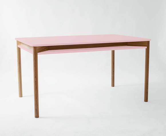 ZEEN Dining Table with Shelf 140x90x75cm Powder Pink