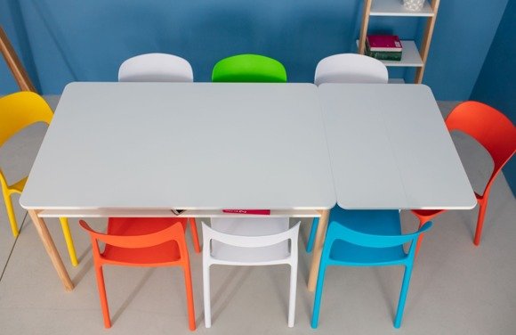 ZEEN Extendable Table with Shelf 200x90x75cm - White