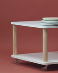 ASHME Coffee Table with Wheels 64x64cm Pearl Grey