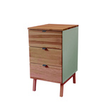 LUKA 3-Drawer Desk Cabinet W41xD50cm Oak Top Sage Green