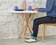JUBI Halfround Extendable Table diam. 100cm Beaver Brown