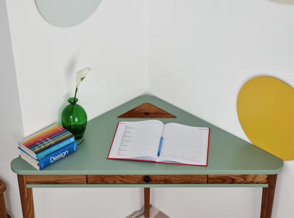 Corner Desk Ashme 114x85x85cm Oak Chalk White