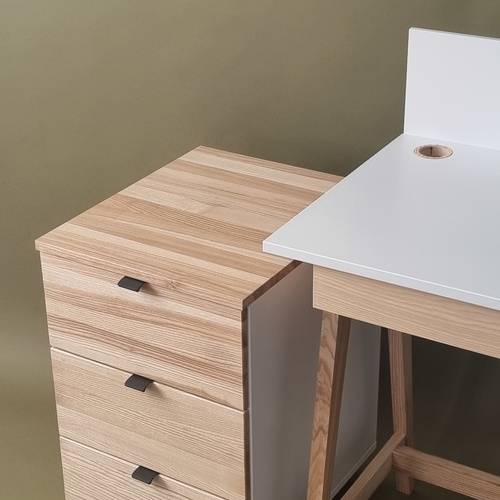LUKA Armoire de rangement à roulettes L41xP50cm Chêne Rouge pur