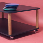 ASHME Table basse à roulettes 64x105cm Bleu marine