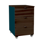 LUKA Armoire de rangement à roulettes L41xP50cm Noyer Bleu pétrole