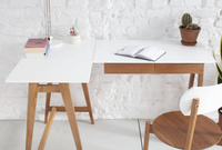 LUKA Corner Desk W 135cm x D 85cm Gentle Blue Oak Left Side