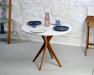 JUBI Round Dining Table diam. 80cm Oak Concrete Grey