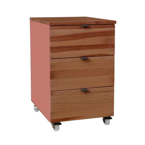 LUKA Büro Rollcontainer mit 3 Schubladen B41xT50cm Eiche Dunkel Koralle