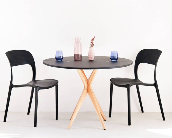 JUBI Halfround Extendable Table diam. 100cm Broom Yellow