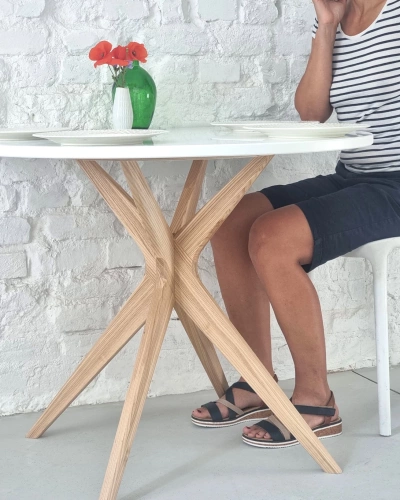 JUBI Halve Ovale Eettafel 90x90cm Eiche Schemerroze