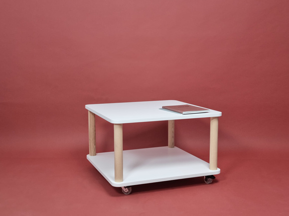 ASHME Coffee Table with Wheels 64x64cm Powder Pink
