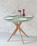 Klein Halb Ovaler Esstisch JUBI 90x90cm Eiche Beigegrau