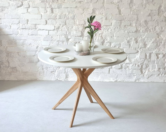 JUBI BOLD Round Dining Table 100cm Oak White