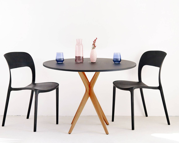 JUBI Round Dining Table diam. 80cm Oak Sage Green
