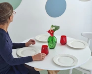 Runder Ausziehbarer Esstisch JUBI 90cm Weiß