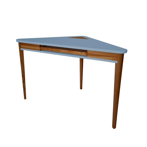 ASHME hoekbureau 114x85cm met toetsenbordlade Eik Poederblauw 